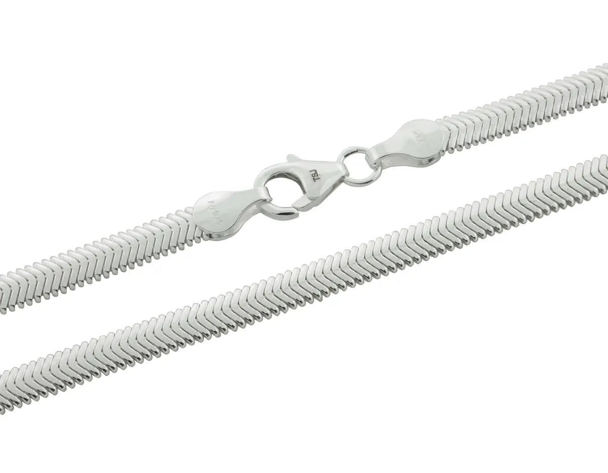 Slangearmbånd i sølv - 6.3 mm.