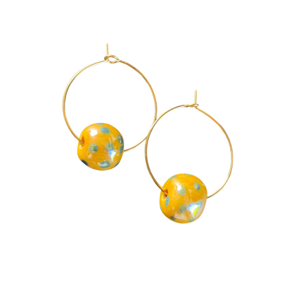 Unika øreringe - Crazy yellow dots