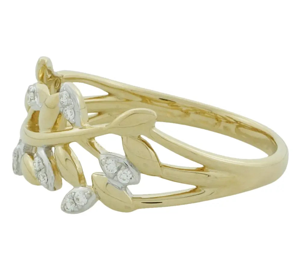 Blomsterring, 14 kt guld, isat 16 diamanter