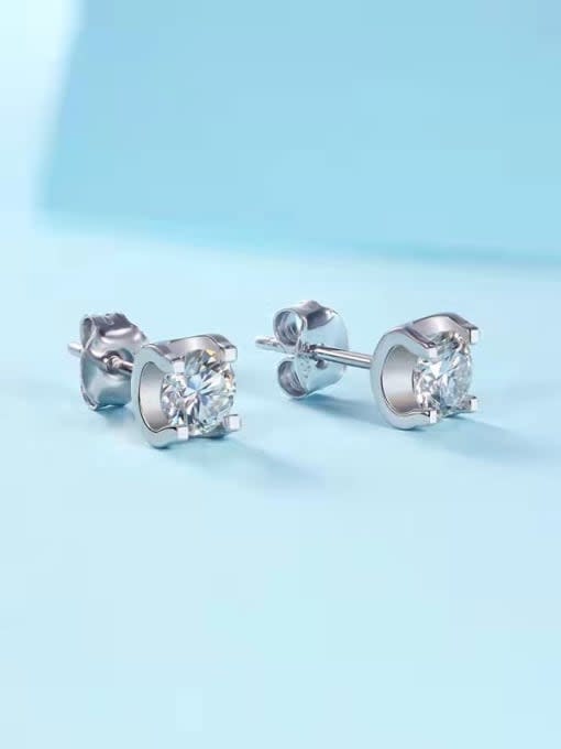Sølvørestikker, 4 greb, platinbelagt, isat lab. moisannite