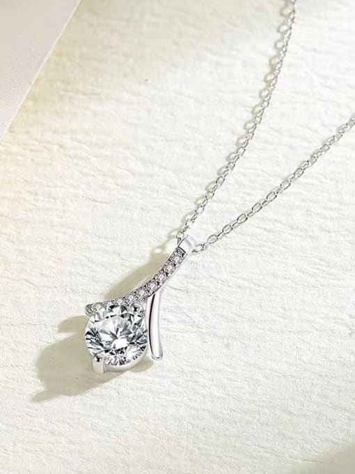 Sølvvedhæng, belagt med platin, 1.00 ct lab. moissanite