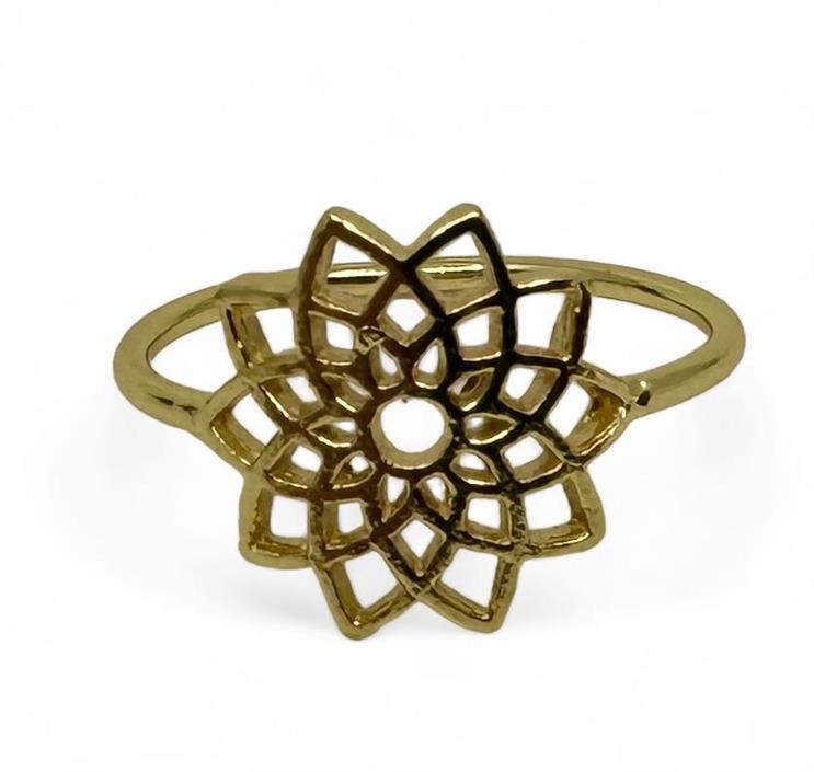 Spinkel sølvring, Flower of life, belagt med 18 kt guld