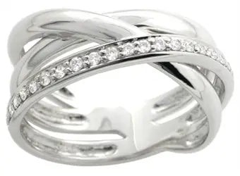 Snoet guldring, 14 kt, med 24 diamanter.