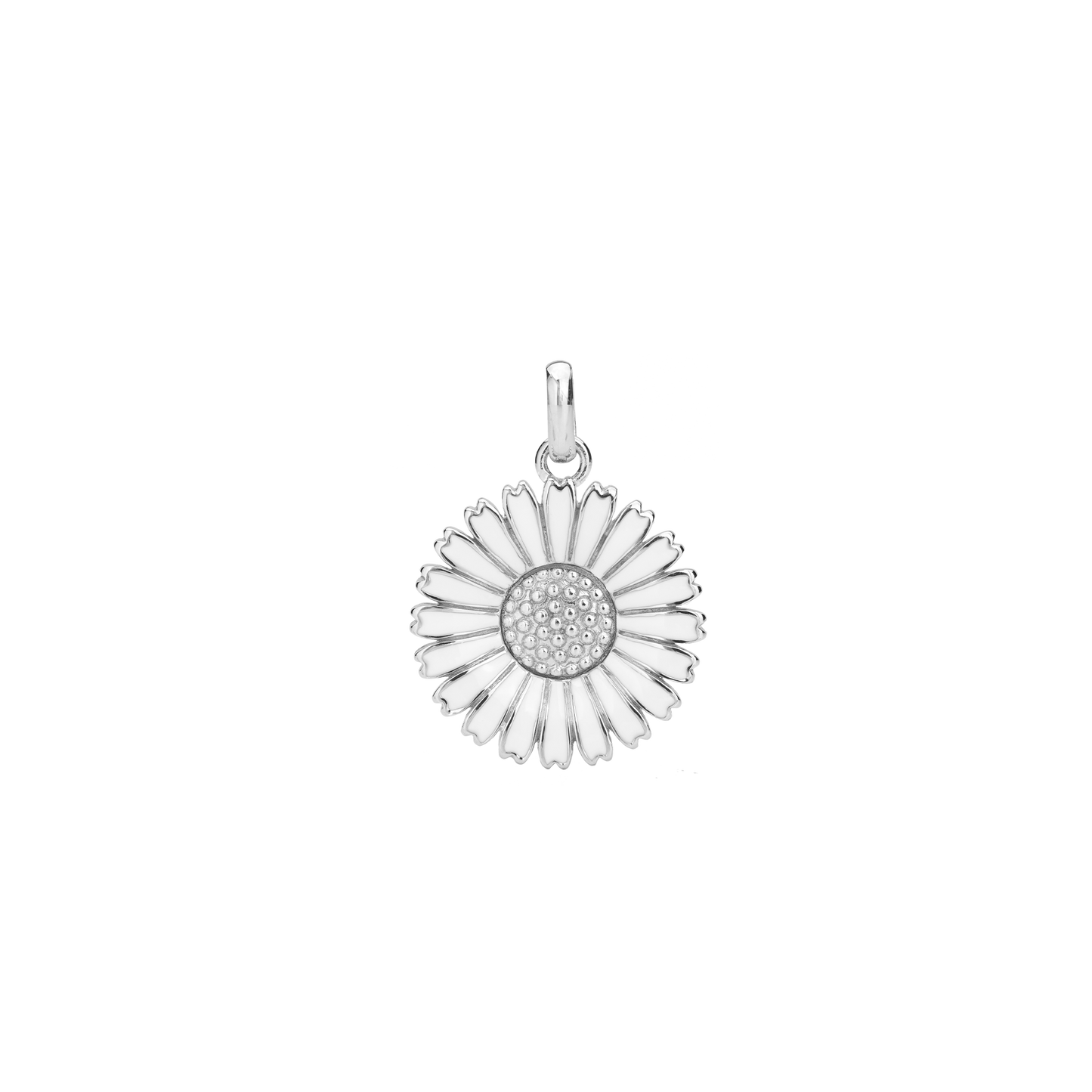 Vedhæng Marguerit Hvid 25 mm Rhodineret Sterling Sølv