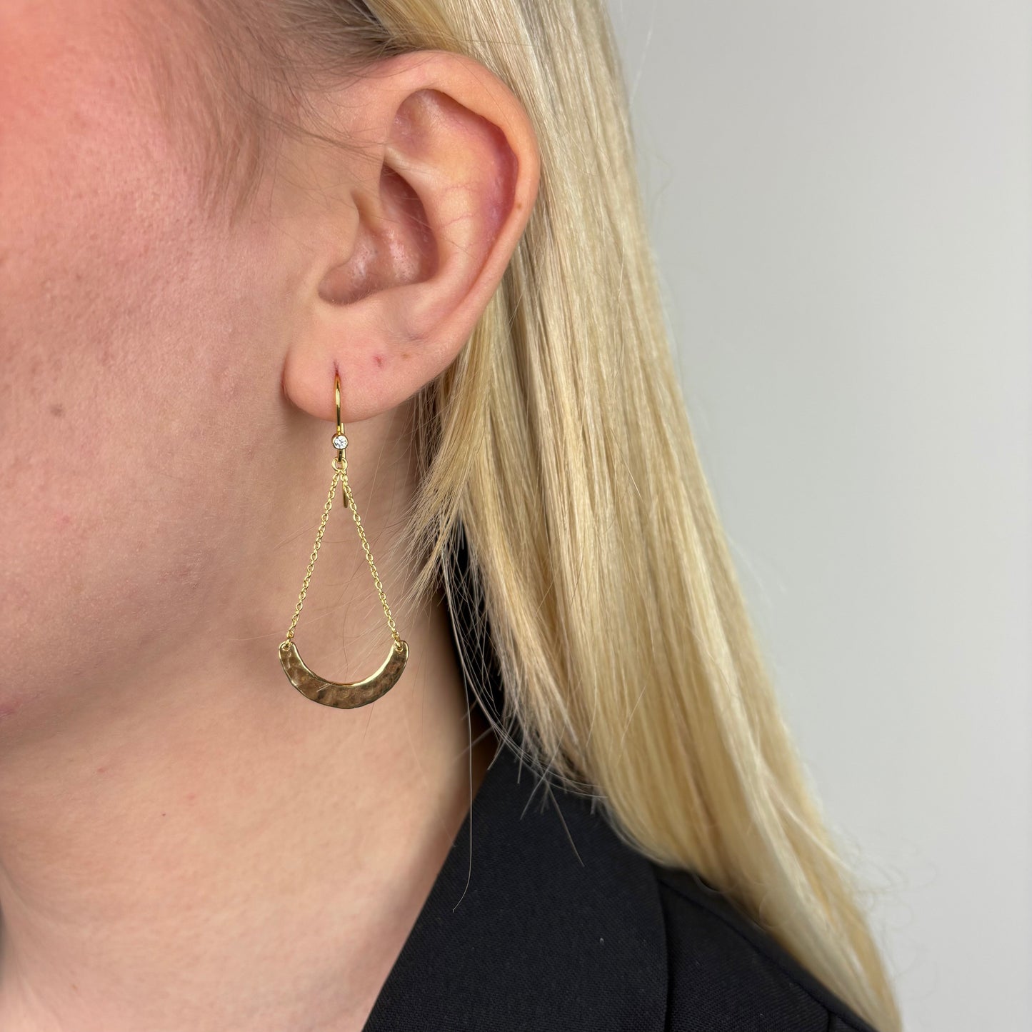 Ørehænger Halvcirkel Cubic Zirkonia Forgyldt Sterling Sølv