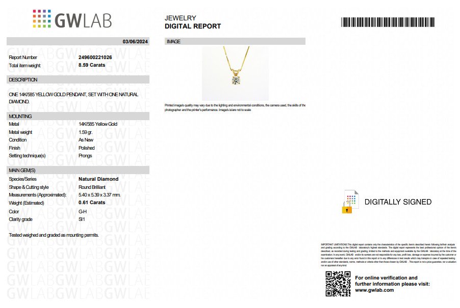 Necklace - 14 kt. Yellow gold - 0.61ct. tw. Diamond (Natural)