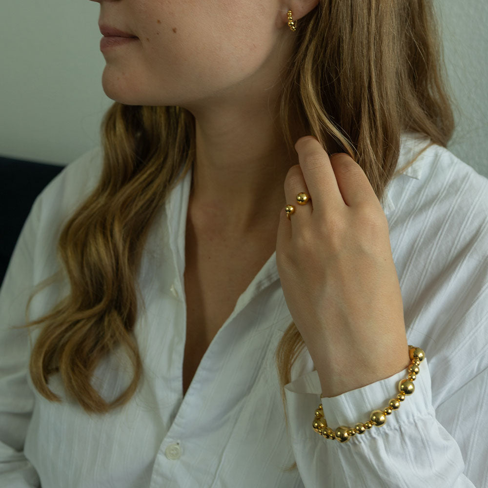 Ring Kugle Forgyldt Sterling Sølv