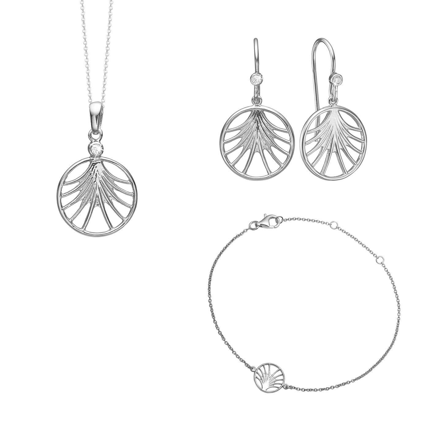 Smykkesæt med Cubic Zirkonia, Sølv
