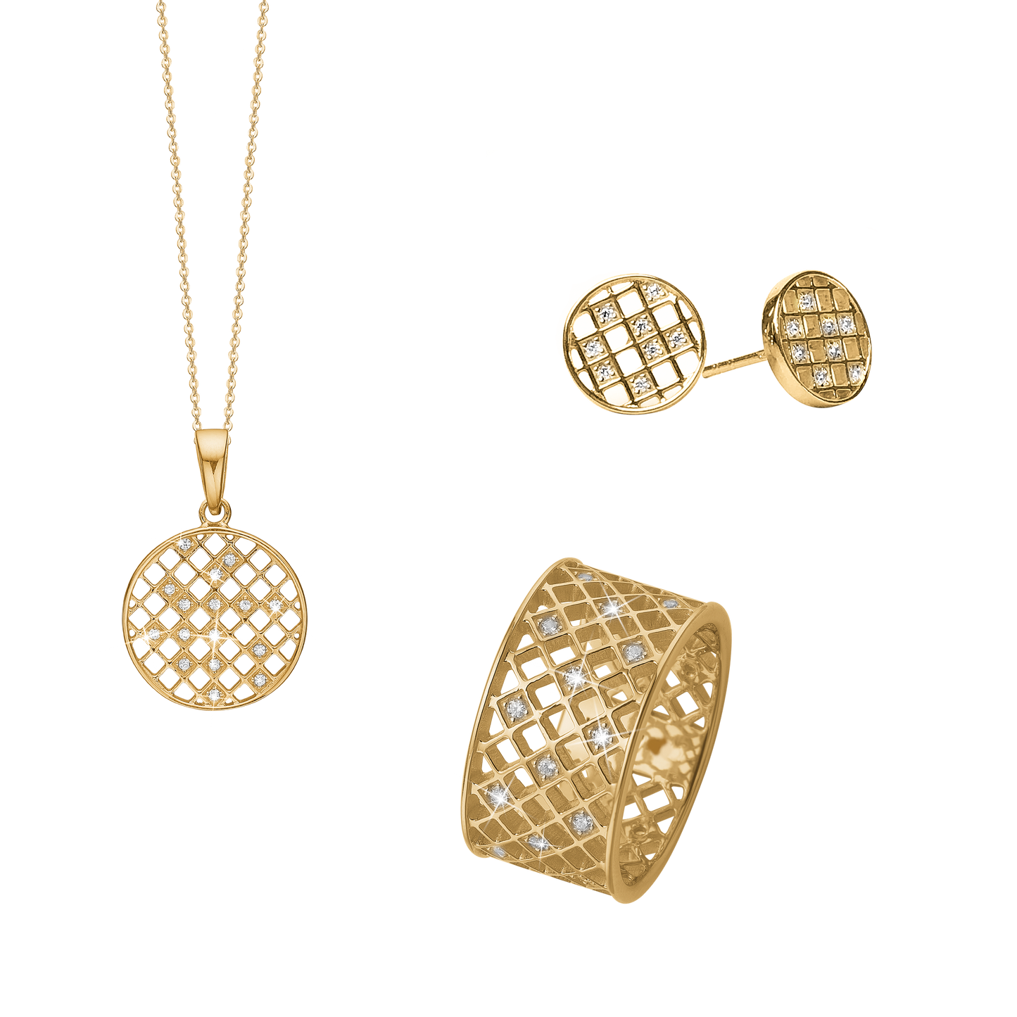 Harlekin smykkesæt, Forgyldt