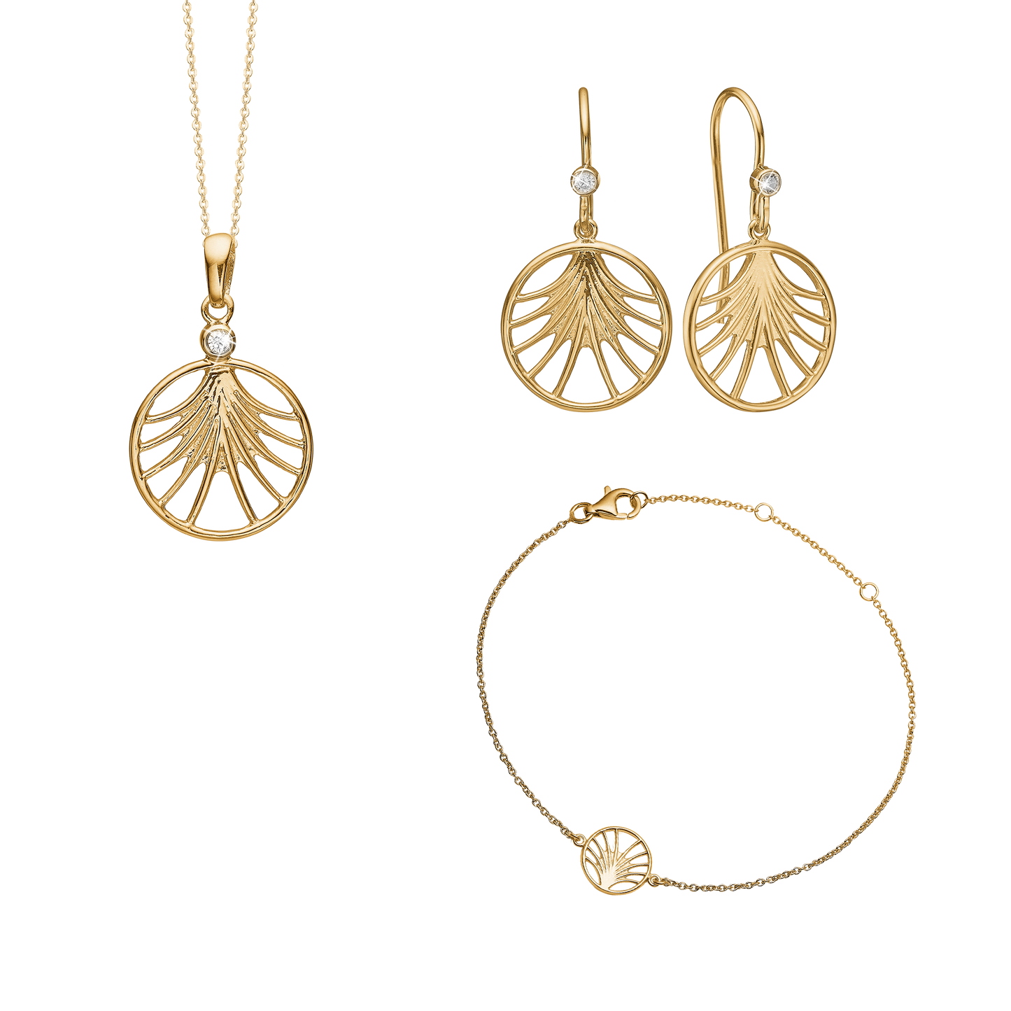 Smykkesæt med Cubic Zirkonia, Forgyldt