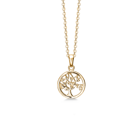 Halskæde med Vedhæng Livets Træ Forgyldt Sterling Sølv 45 cm