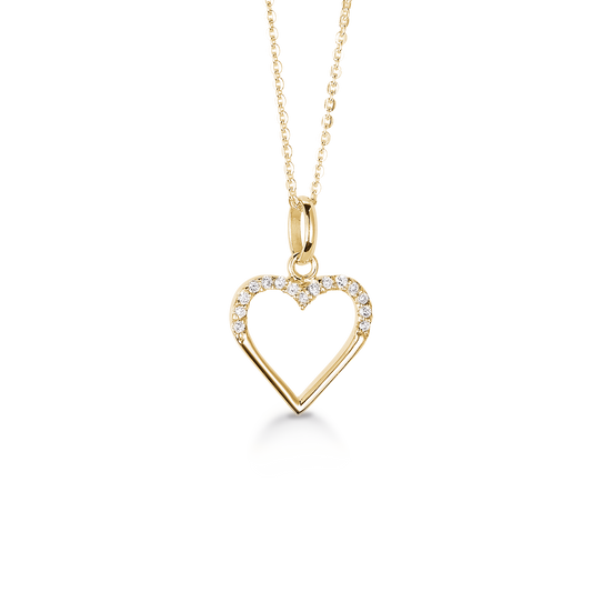 Halskæde med Vedhæng Cubic Zirkonia Hjerte Forgyldt Sterling Sølv 45 cm