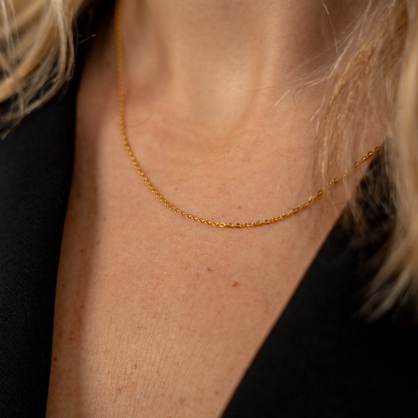Halskæde Collier Ankerkæde Forgyldt Sterling Sølv 45 cm