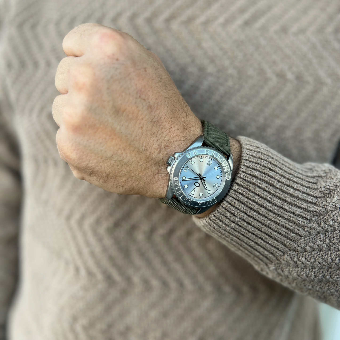 From Soldier To Soldier Ur Stainless Steel 5 ATM Miyota Mov't Grøn Canvas Rem