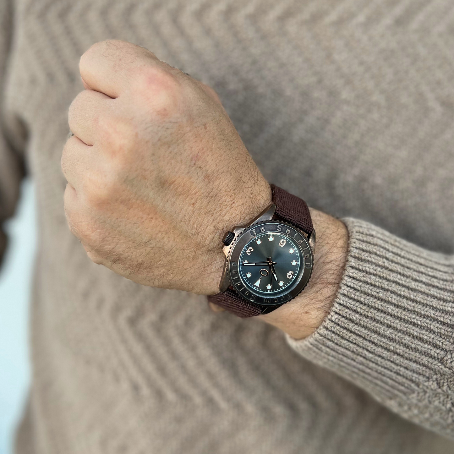 From Soldier To Soldier Ur Stainless Steel 5 ATM Miyota Mov't Brun Canvas Rem