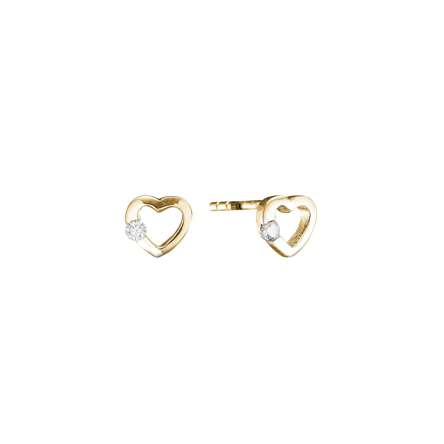 Ørestikker Hjerte med Cubic Zirkonia Forgyldt Sterling Sølv