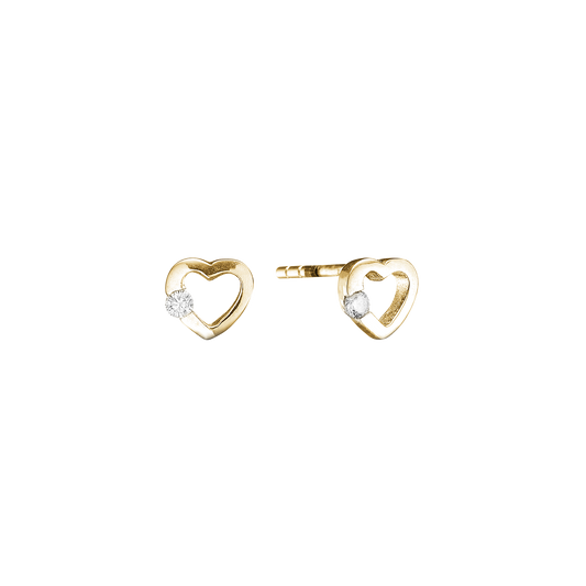 Ørestikker Hjerte med Cubic Zirkonia Forgyldt Sterling Sølv