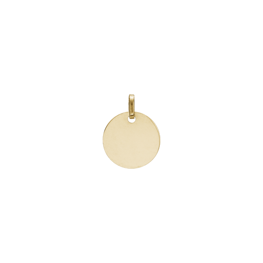 Rund Navneplade Vedhæng 8 Karat Guld Diameter 12 mm
