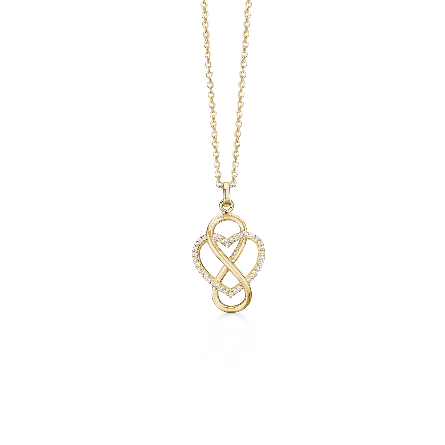 Halskæde med Vedhæng Forever Love 8 Karat Guld Cubic Zirkonia Forgyldt Sterling Sølv Kæde 45 cm
