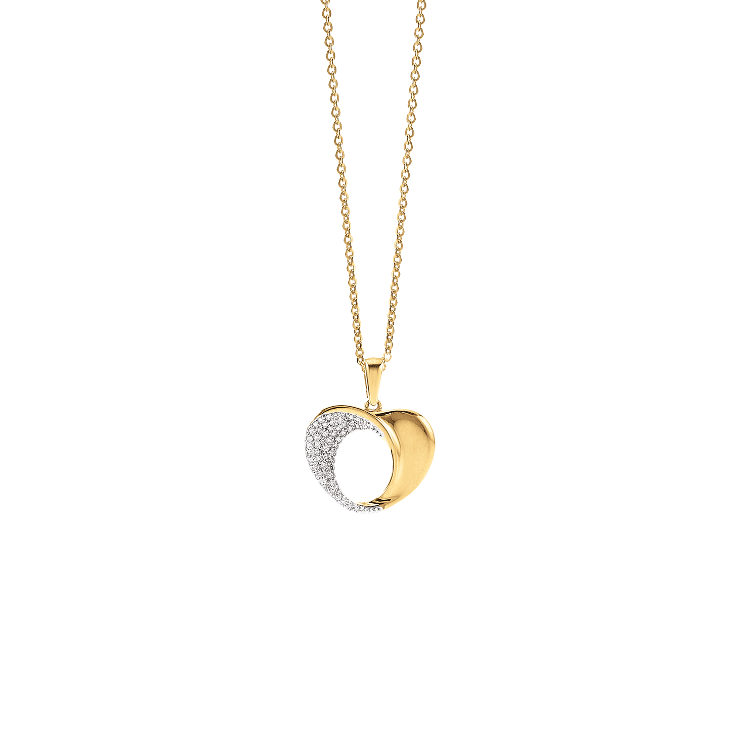 Vedhæng 14 Karat Guld med 54x0,00185 ct W/SI Diamanter og Forgyldt Kæde
