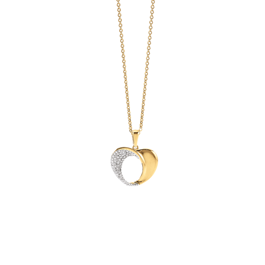 Vedhæng 14 Karat Guld med 54x0,00185 ct W/SI Diamanter og Forgyldt Kæde
