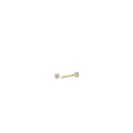 Cubic Zirkonia Ørestikker 8 Karat Guld 2 mm