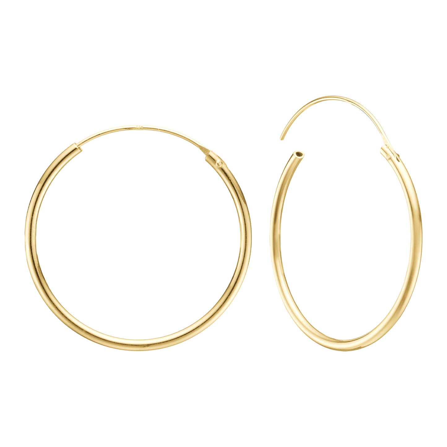 Creoler 8 Karat Guld Diameter 30 mm Med Vippelås  Tråd 1,4 mm