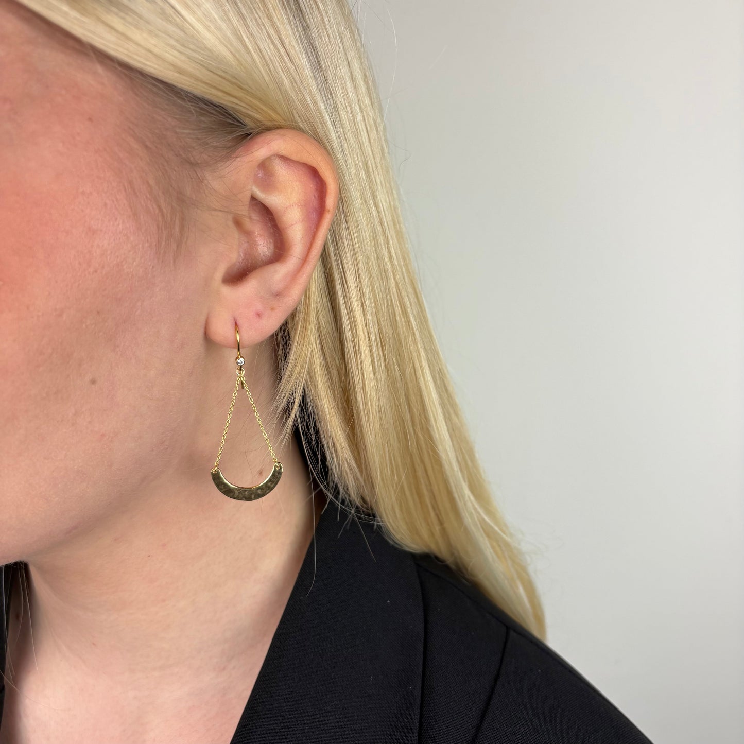 Ørehænger Halvcirkel Cubic Zirkonia Forgyldt Sterling Sølv