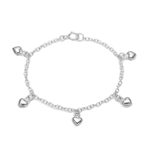 Armbånd til Børn med 5 Hjerter Sterling Sølv 17 cm