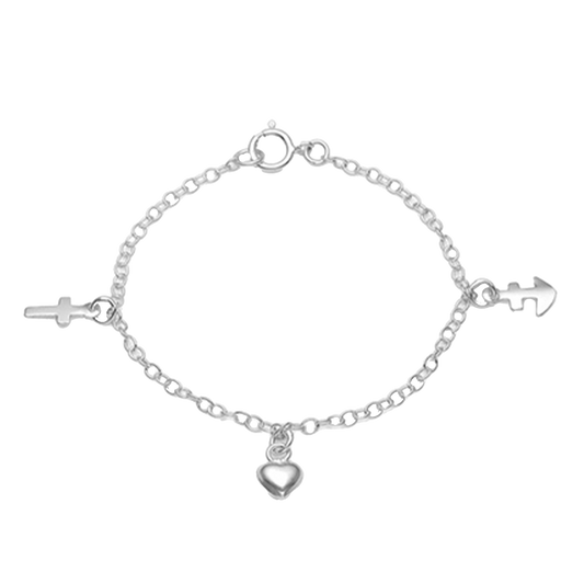 Armbånd til Børn med Tro Håb Kærlighed Sterling Sølv 16 cm