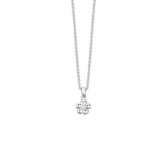 Halskæde til Børn med Cubic Zirkonia Blomst Sterling Sølv 38 cm