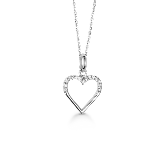 Halskæde med Vedhæng Hjerte med Cubic Zirkonia Sterling Sølv 45 cm