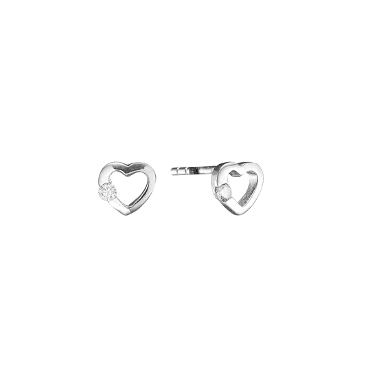 Ørestikker Hjerte med Cubic Zirkonia Sterling Sølv