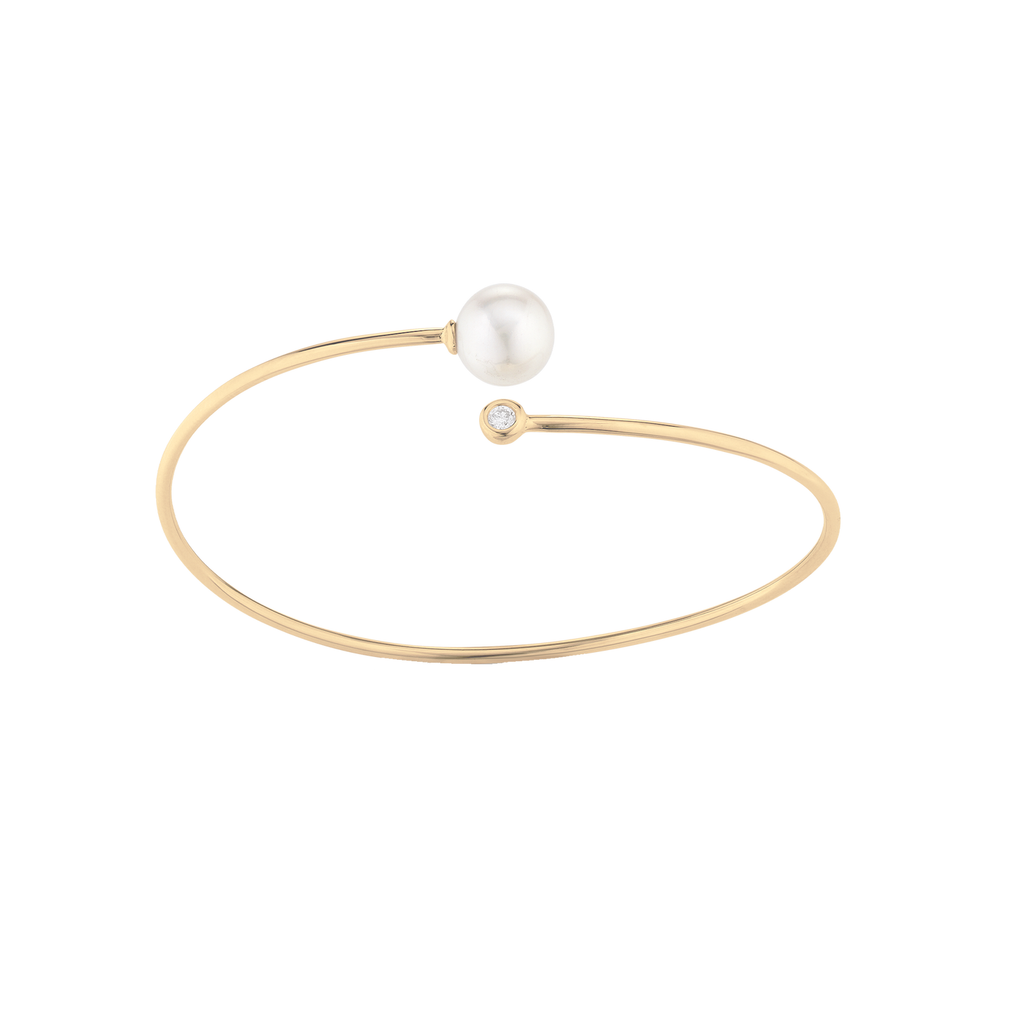 Armring 14 Karat Guld Med 1x0,05 ct W/PI Diamant og Ferskvands Perle