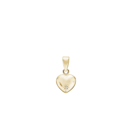Hjerte Vedhæng 14 Karat Guld 8,5 x 9 mm Med 1 x 0,01 ct Diamant W/PI