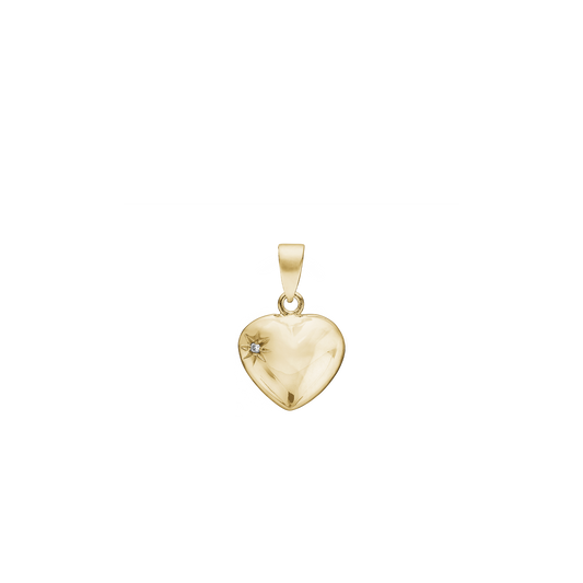 Hjerte Vedhæng 14 Karat Guld 11 x 12 mm Med 1 x 0,01 ct Diamant W/PI