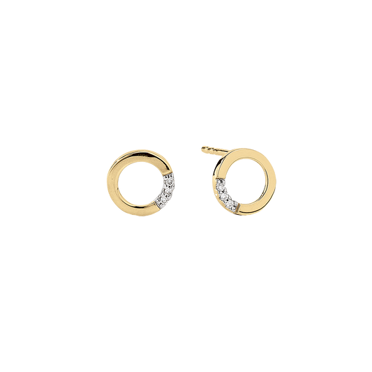 Ørestikker 14 Karat Guld Med 6x0,0033 ct W/PI Brillant Slebet Diamanter