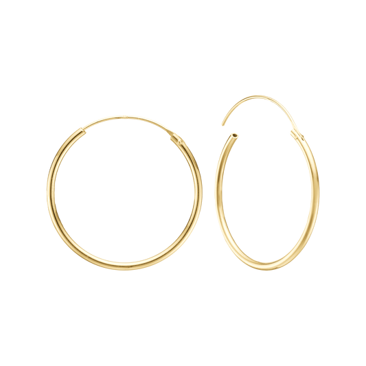 Creoler 14 Karat Guld Diamater 24,5 mm Med Vippelås Tråd 1,4 mm