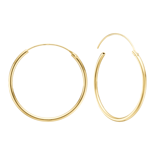 Creoler 14 Karat Guld Diamater 30,5 mm Med Vippelås Tråd 1,4 mm