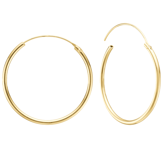 Creoler 14 Karat Guld Diamater 43 mm Med Vippelås Tråd 1,4 mm