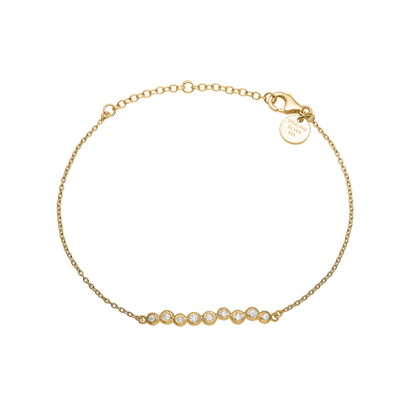 Armbånd 14 Karat Guld Med 9 Cubic Zirkonia
