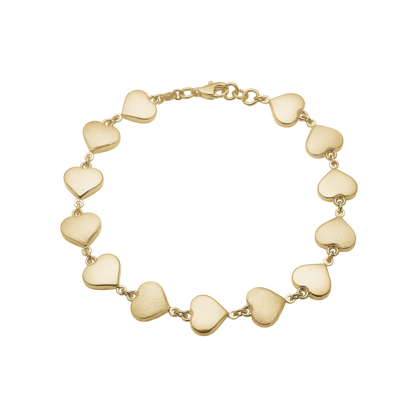 Armbånd Hjerter Mat Blank 8 Karat Guld 19 cm