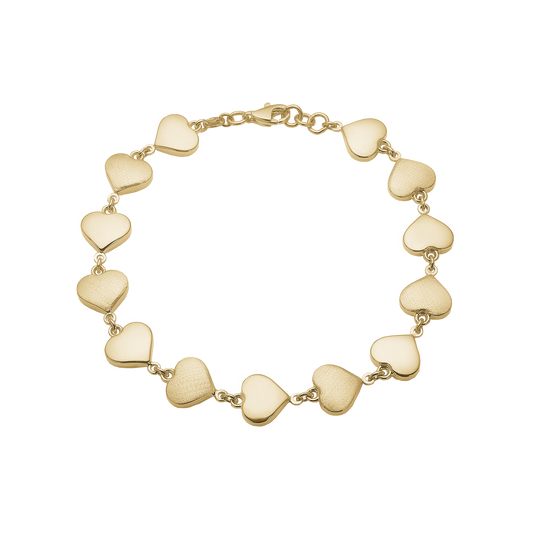 Armbånd Hjerter Mat Blank 8 Karat Guld 19 cm