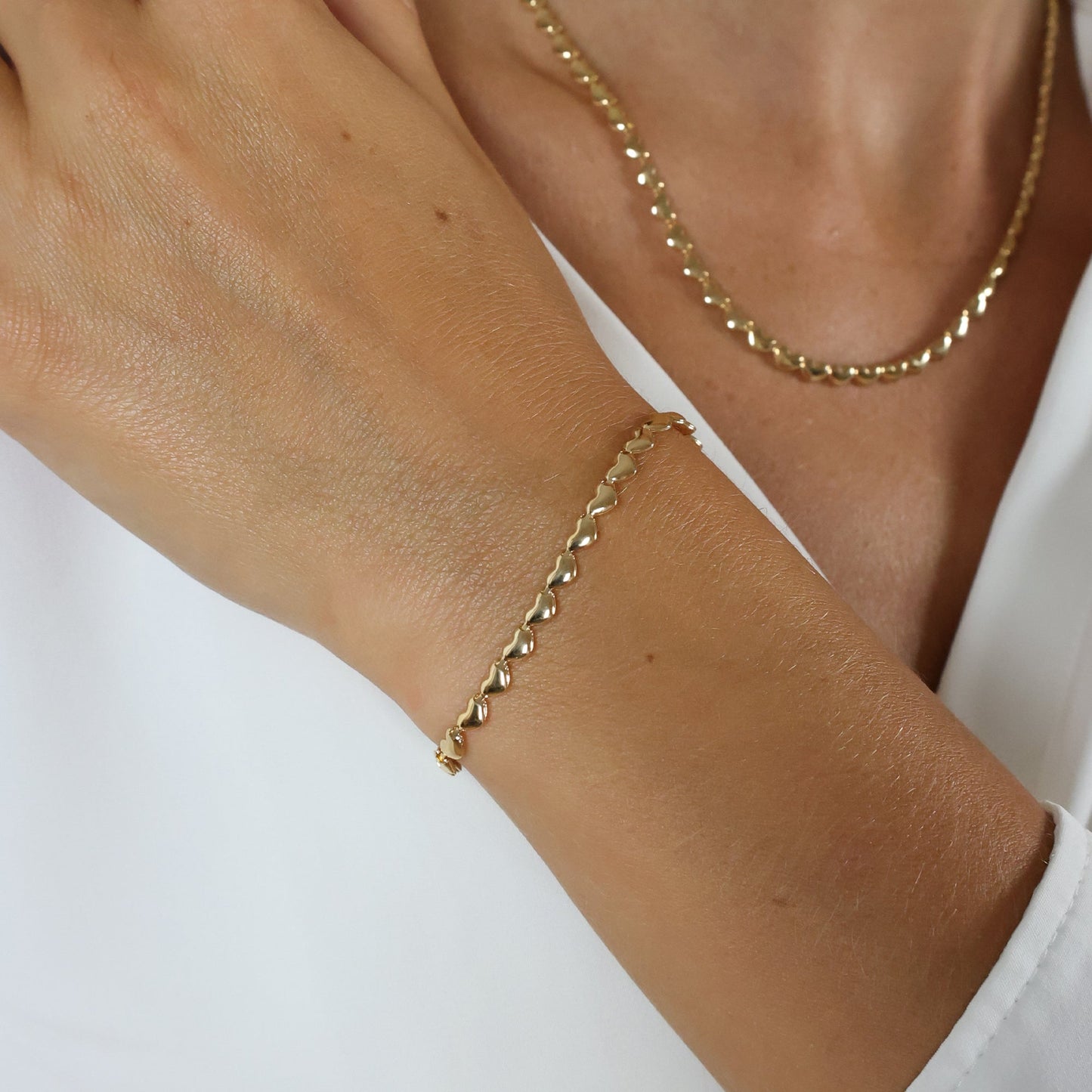 Armbånd Små Hjerter 8 Karat Guld 19 cm