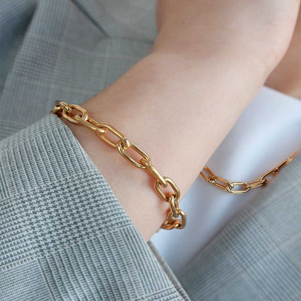 Armbånd Lange Led 8 Karat Guld 19 cm