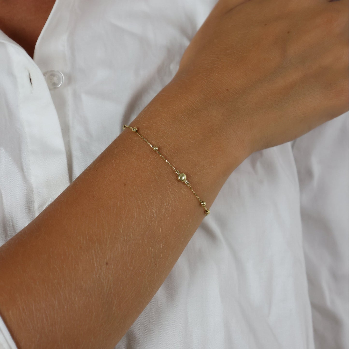 Armbånd Mini Kugler 8 Karat Guld 16 + 3 cm