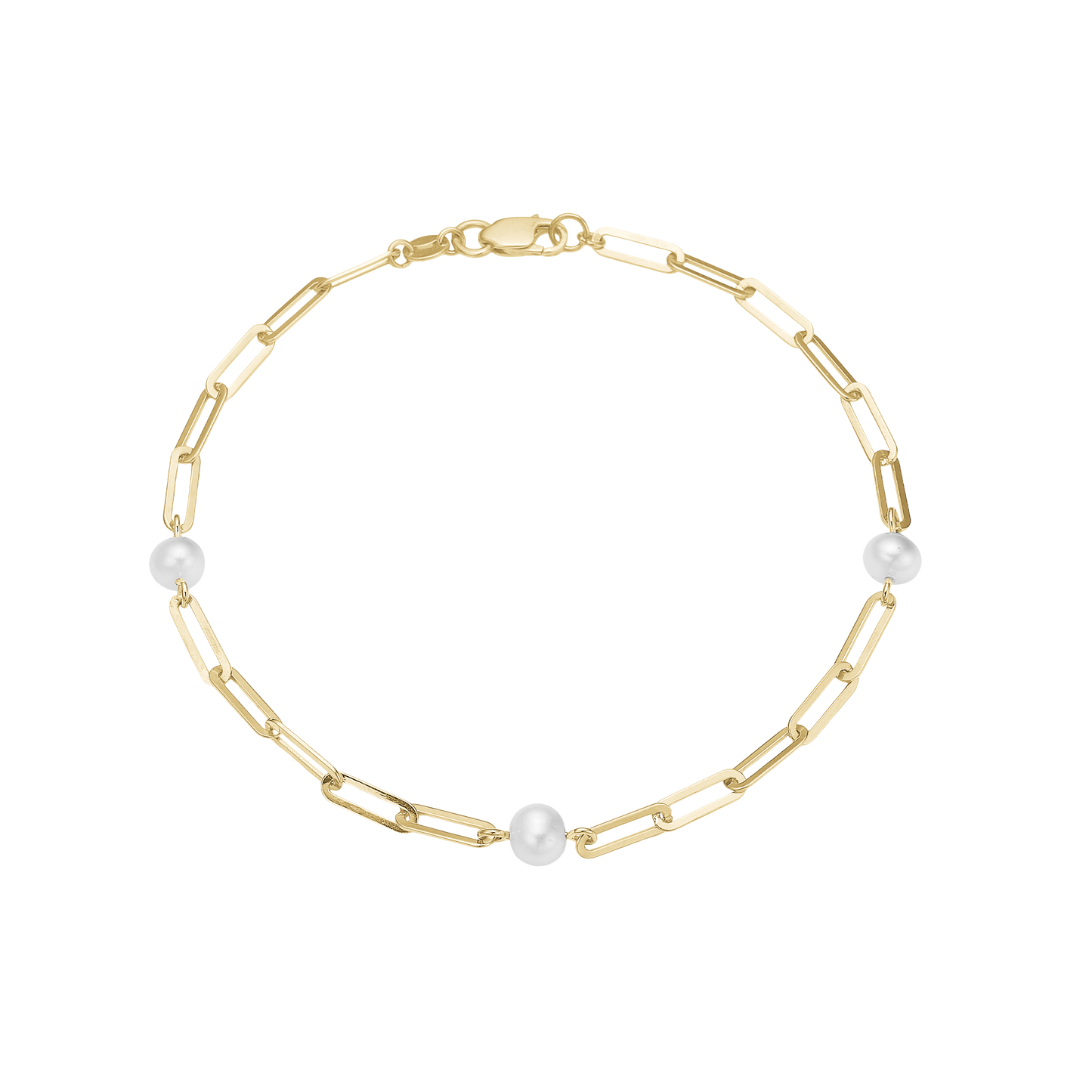 Armbånd Led med Ferskvandsperler 8 Karat Guld 19 cm