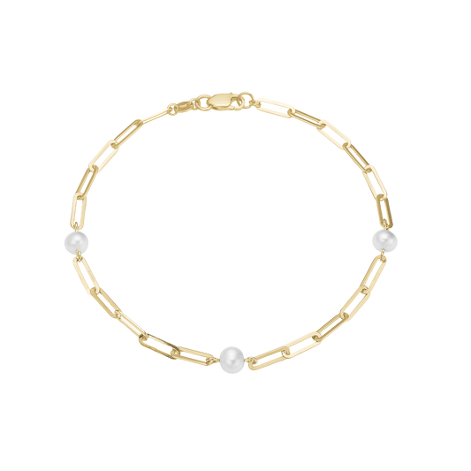 Armbånd Led med Ferskvandsperler 8 Karat Guld 19 cm