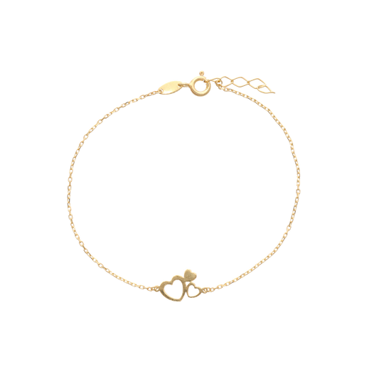 Armbånd med 3 Hjerter 8 Karat Guld 17 + 2 cm