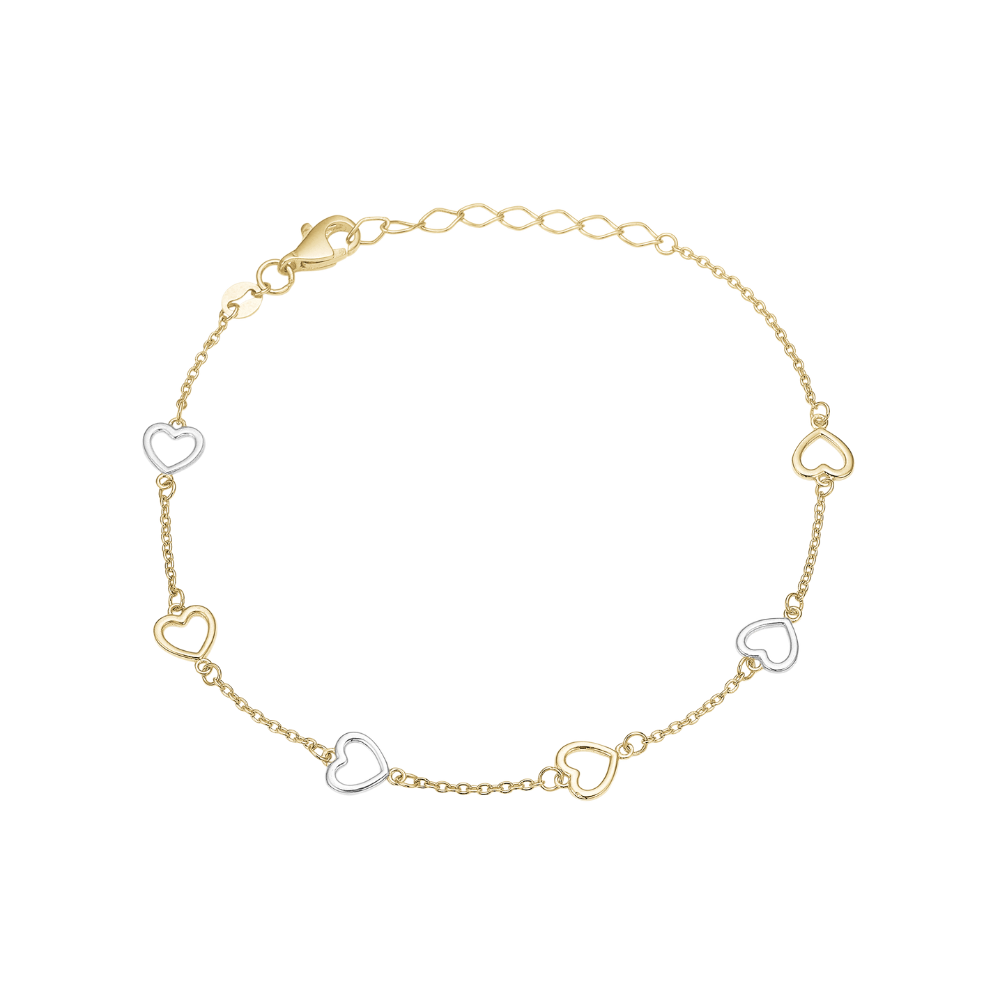Armbånd Rødguld og Hvidguld Hjerter 8 Karat Guld 19 cm